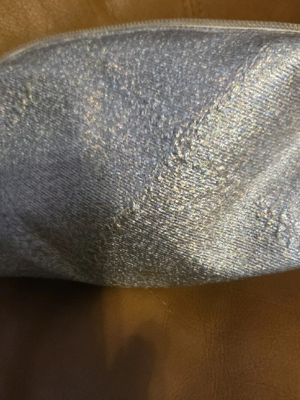 Silver Sparkle With Purple Liner Cosmetic Pouch - Women's Makeup Case